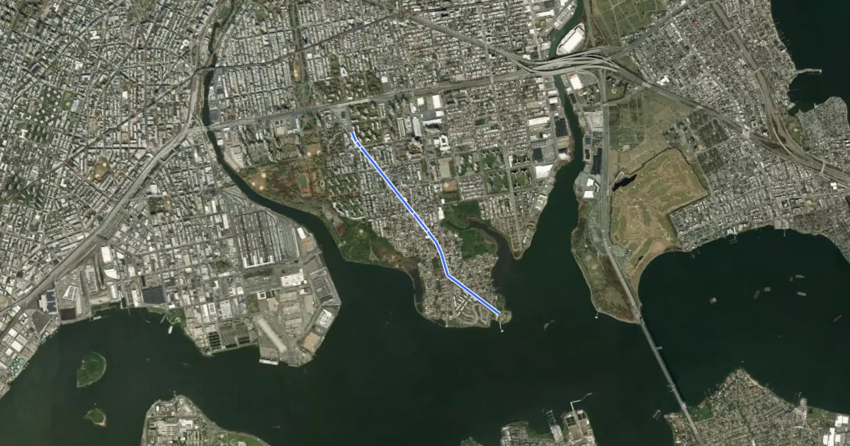 Маршрут Soundview Avenue на спутниковом снимке