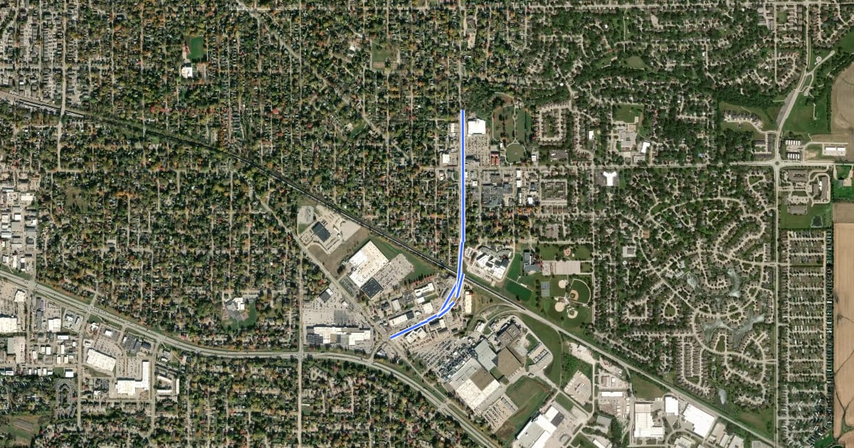 Маршрут South 1st Avenue Sidepath на спутниковом снимке