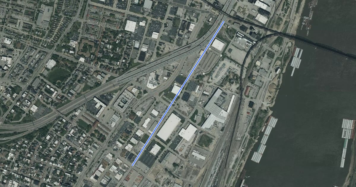 Маршрут South 3rd Street на спутниковом снимке