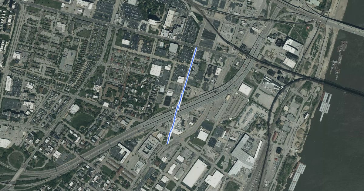 Маршрут South 7th Street на спутниковом снимке