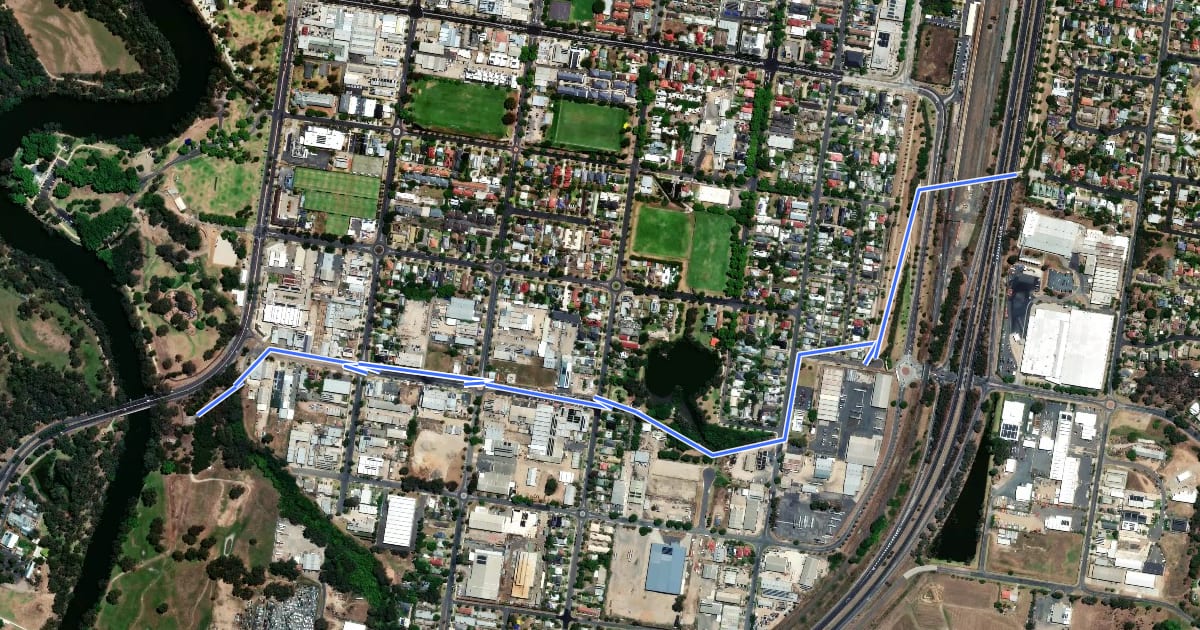 Маршрут South Albury Trail на спутниковом снимке