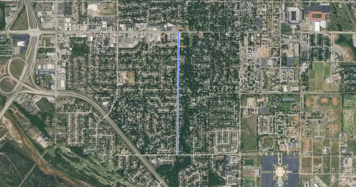 Маршрут South Berry Road на спутниковом снимке