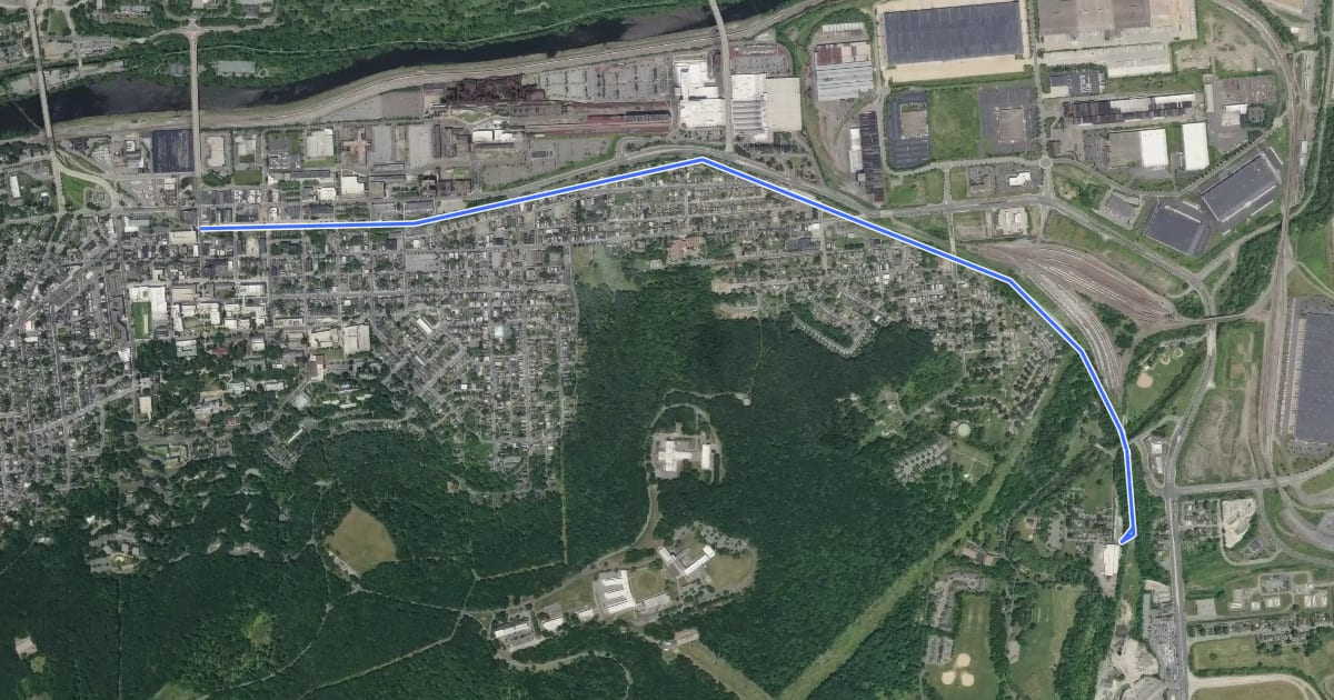 Маршрут South Bethlehem Greenway на спутниковом снимке