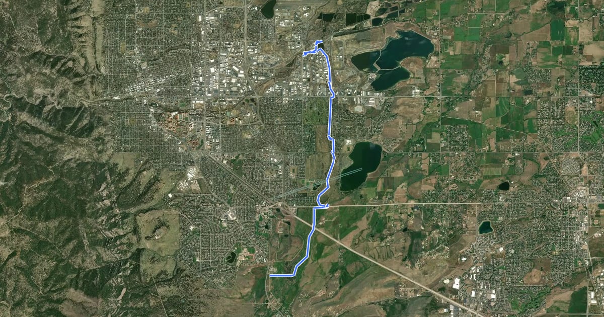 Маршрут South Boulder Creek Trail на спутниковом снимке