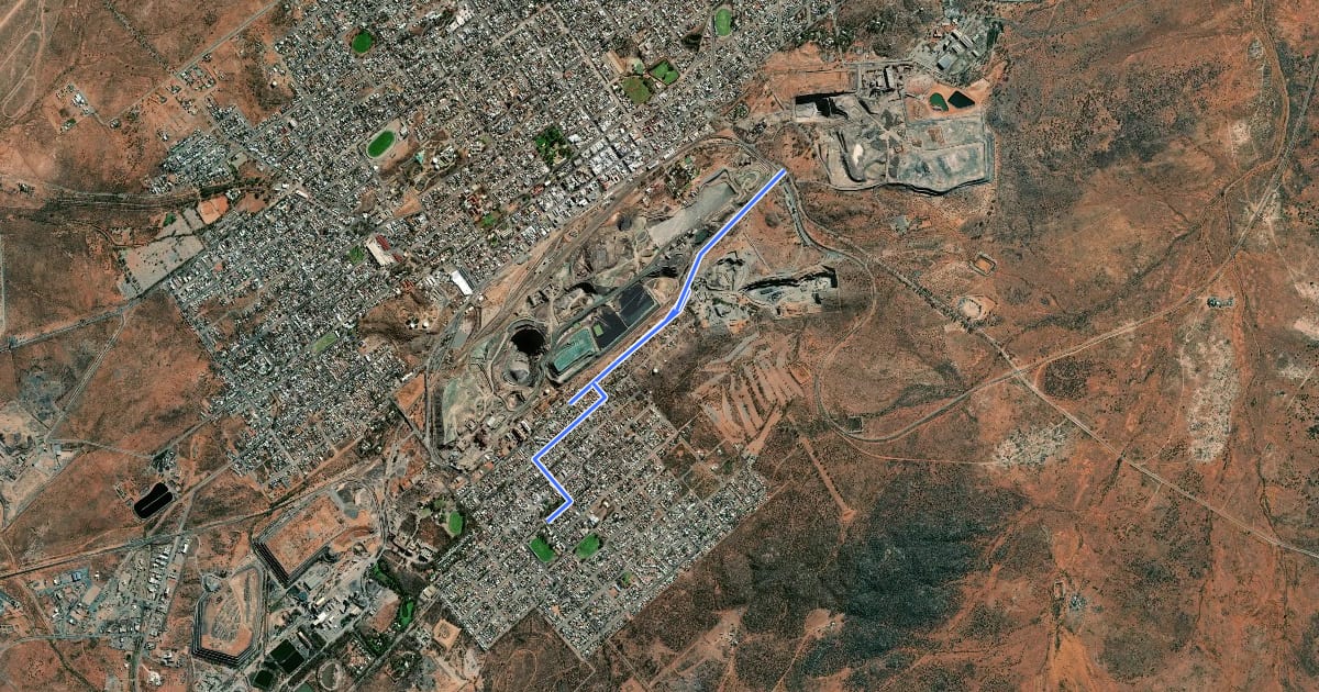 Маршрут South Broken Hill на спутниковом снимке