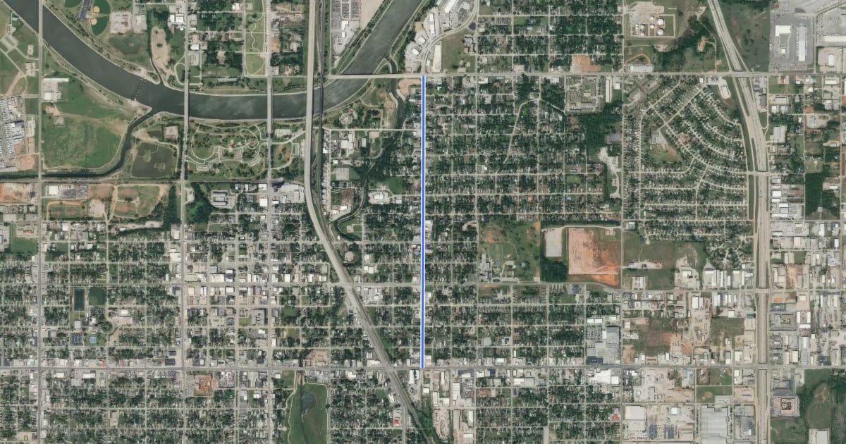 Маршрут South Central Avenue на спутниковом снимке