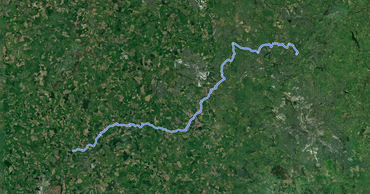 Маршрут South Cheshire Way на спутниковом снимке