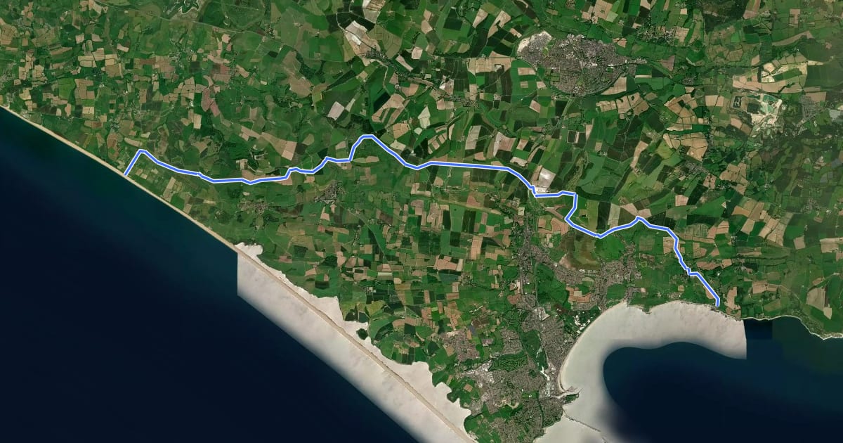 Маршрут South Dorset Ridgeway на спутниковом снимке