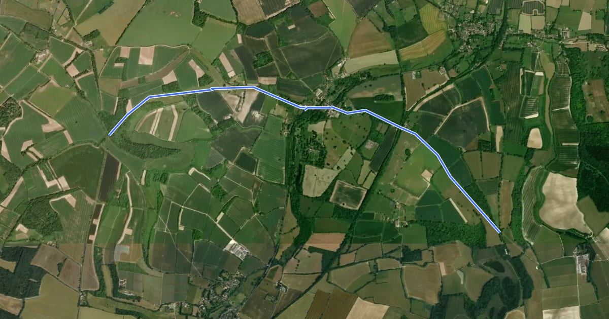 Маршрут South Downs Way alternative route through Warnford на спутниковом снимке