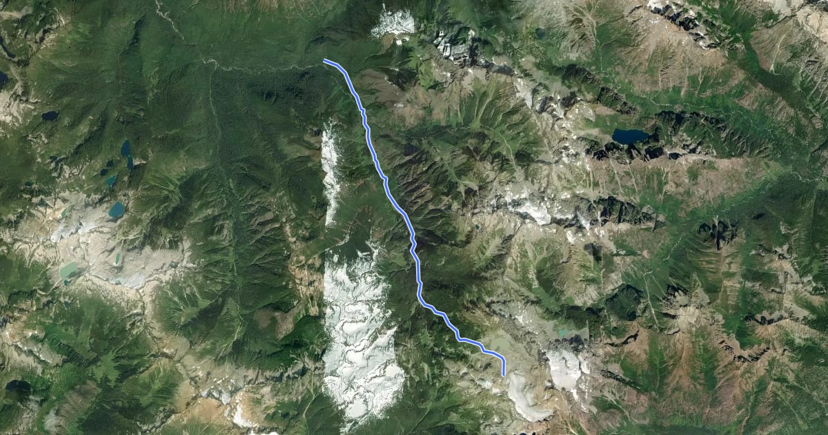 Маршрут South Fork Cascade River Trail на спутниковом снимке