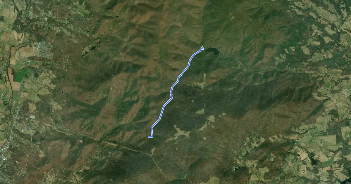 Маршрут South Fork Moormans Fire Road на спутниковом снимке