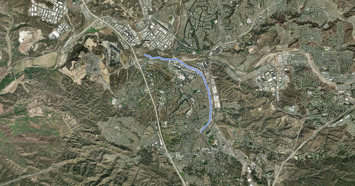Маршрут South Fork River Trail на спутниковом снимке