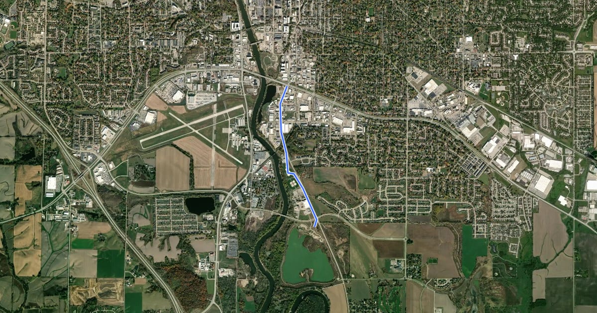 Маршрут South Gilbert Street Sidepath на спутниковом снимке