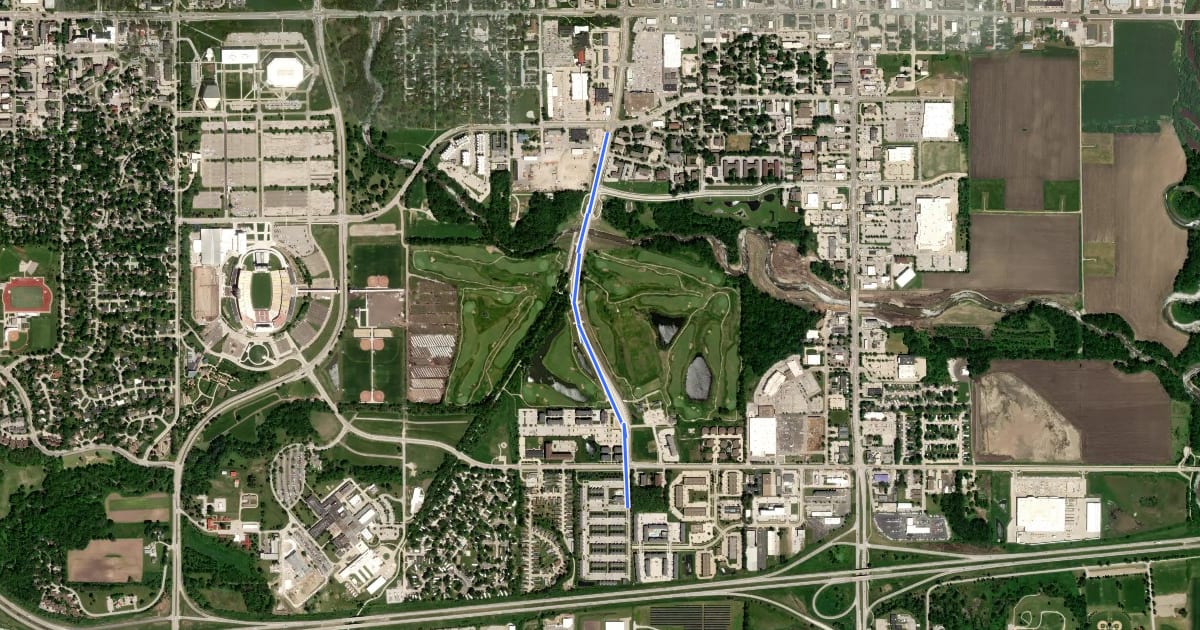 Маршрут South Grand Avenue Trail на спутниковом снимке