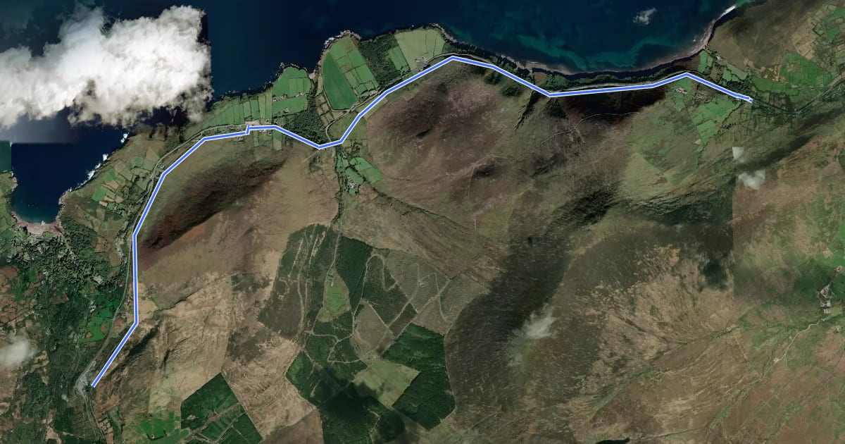 Маршрут South Kerry Greenway на спутниковом снимке