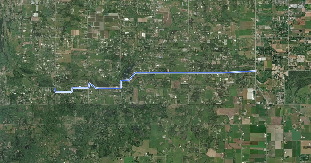 Маршрут South Langley Regional Trail на спутниковом снимке