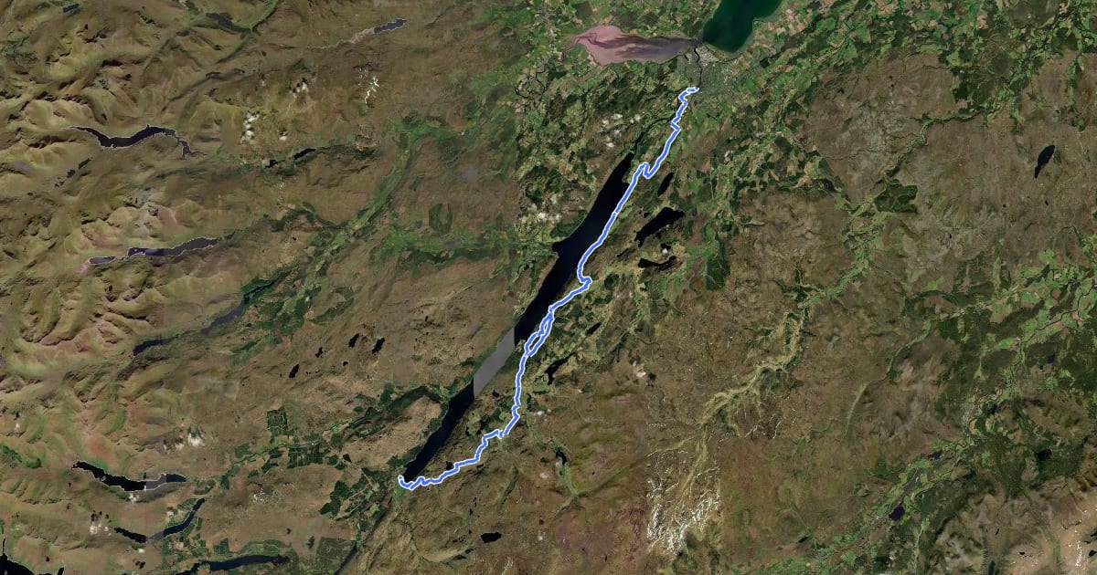 Маршрут South Loch Ness Trail на спутниковом снимке