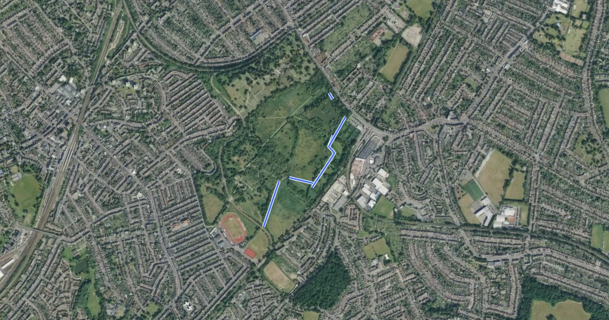 Маршрут South Norwood Country Park на спутниковом снимке