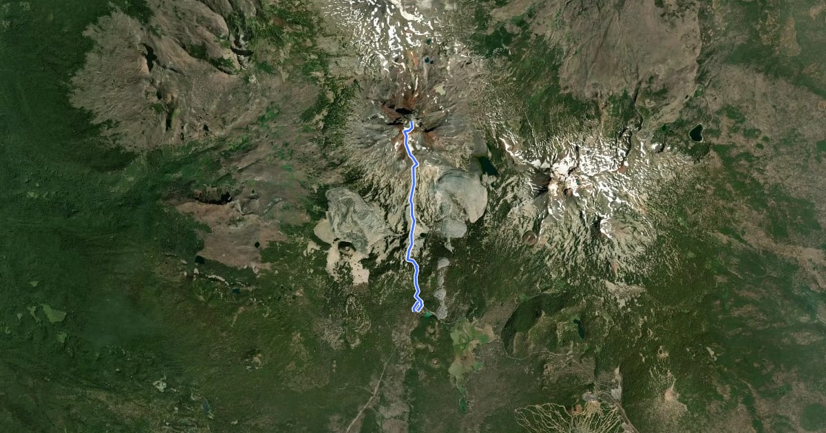 Маршрут South Sister Climber Trail на спутниковом снимке