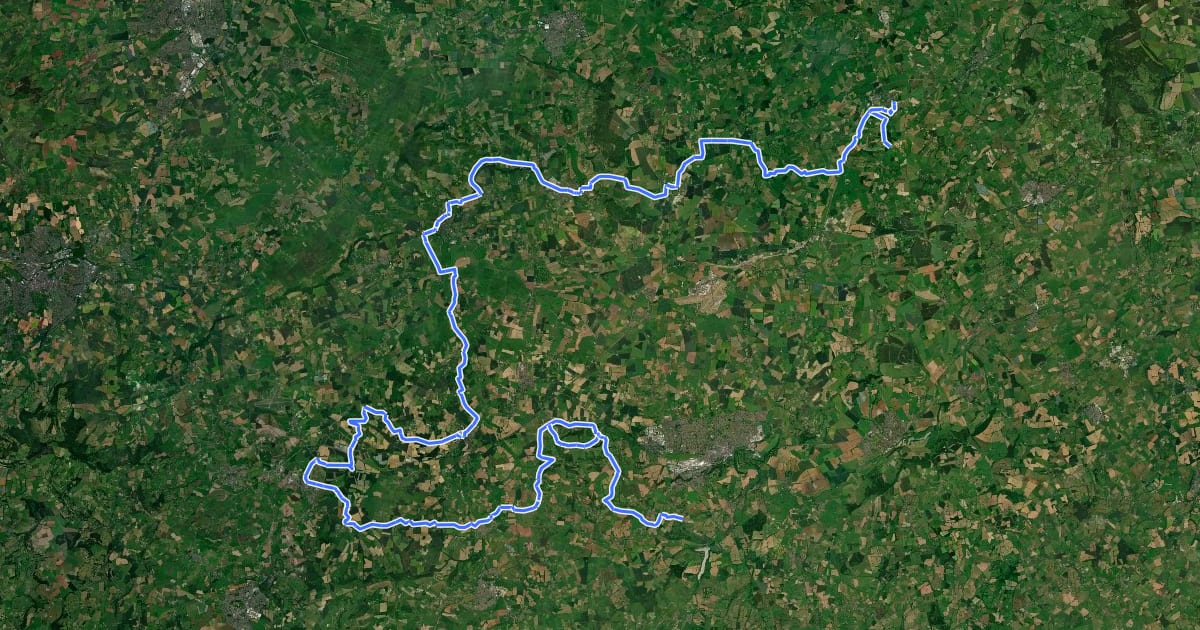 Маршрут South Somerset Cycleway на спутниковом снимке