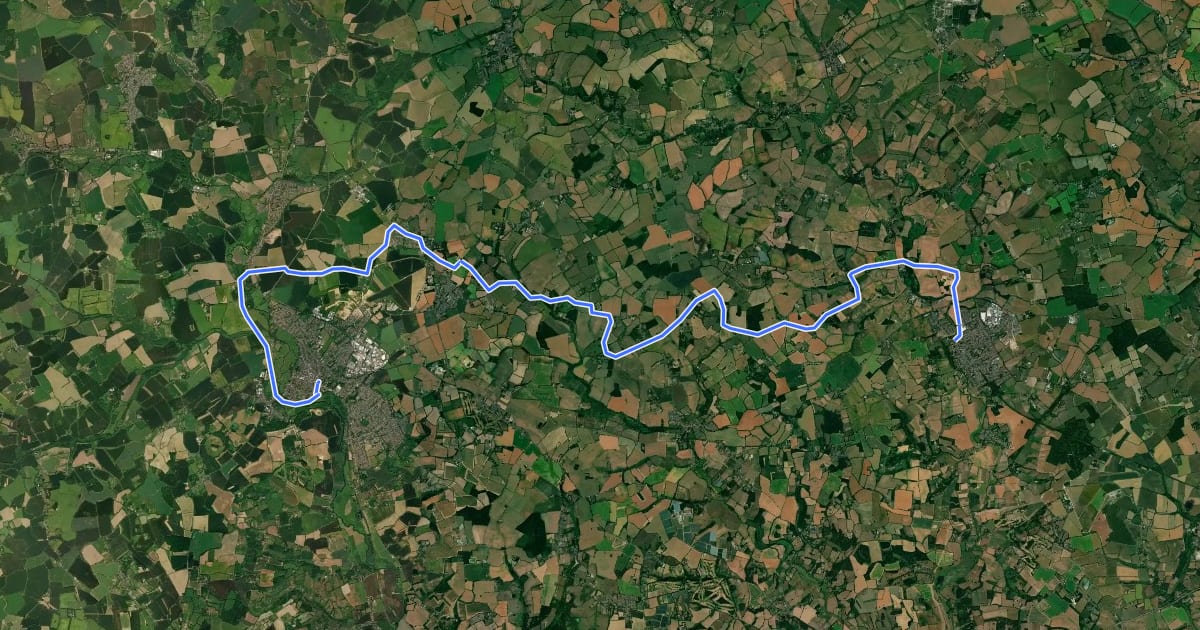 Маршрут South Suffolk Cycle Route A на спутниковом снимке