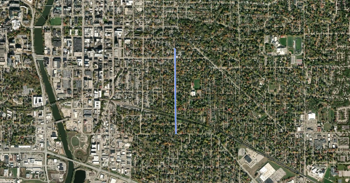 Маршрут South Summit Street на спутниковом снимке
