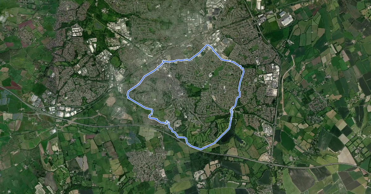 Маршрут South Swindon Green Trail на спутниковом снимке