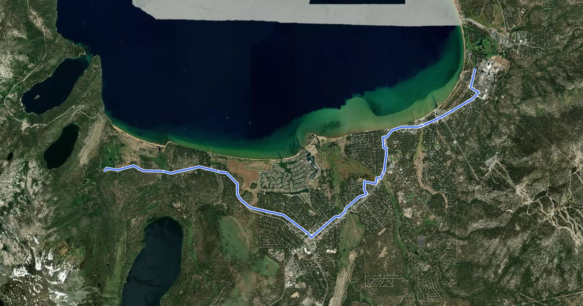 Маршрут South Tahoe Bikeway на спутниковом снимке
