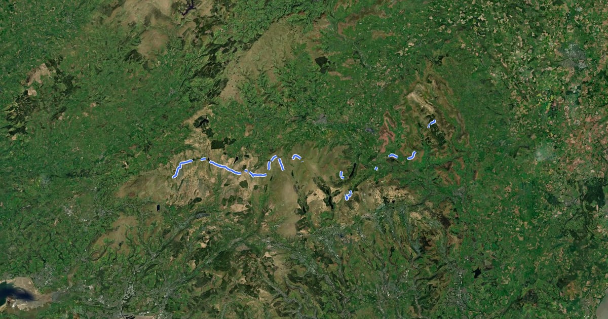 Маршрут South Wales Traverse на спутниковом снимке