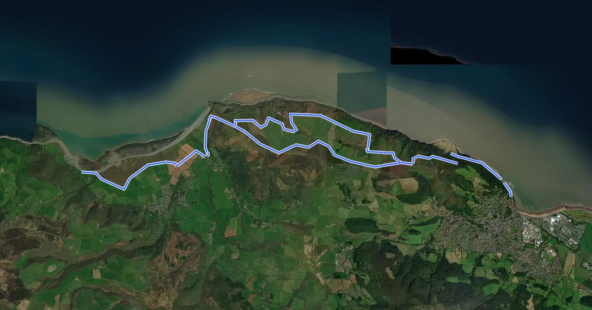 Маршрут South West Coast Path (Section 1: Minehead to Porlock Weir) на спутниковом снимке