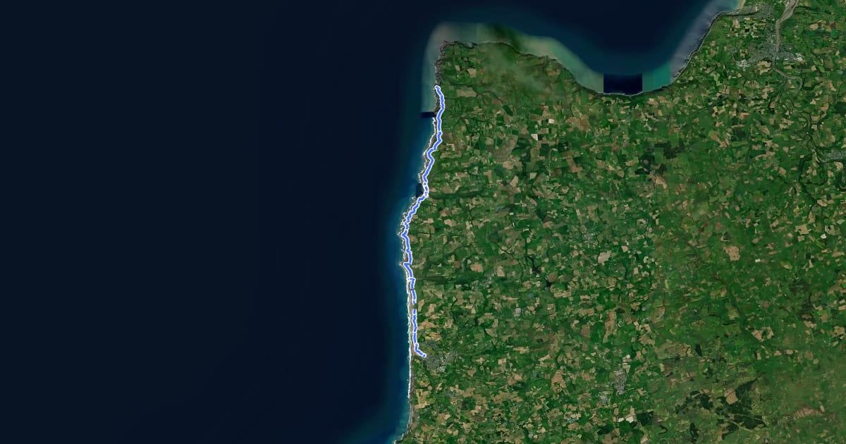Маршрут South West Coast Path (Section 10: Hartland Quay to Bude) на спутниковом снимке