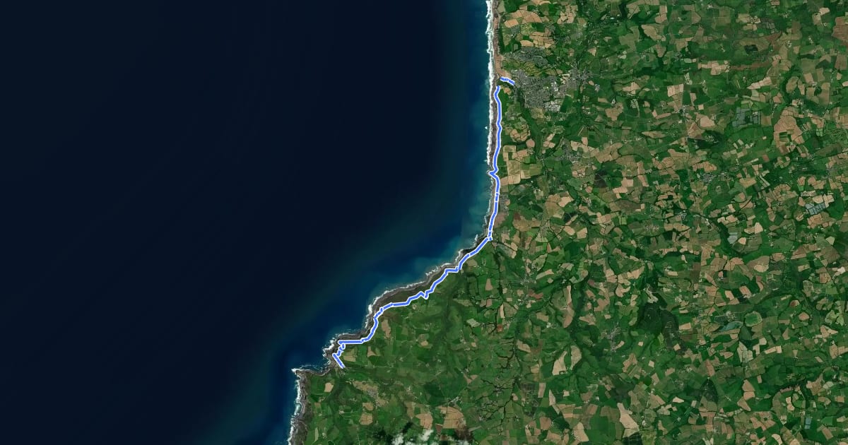 Маршрут South West Coast Path (Section 11: Bude to Crackington Haven) на спутниковом снимке