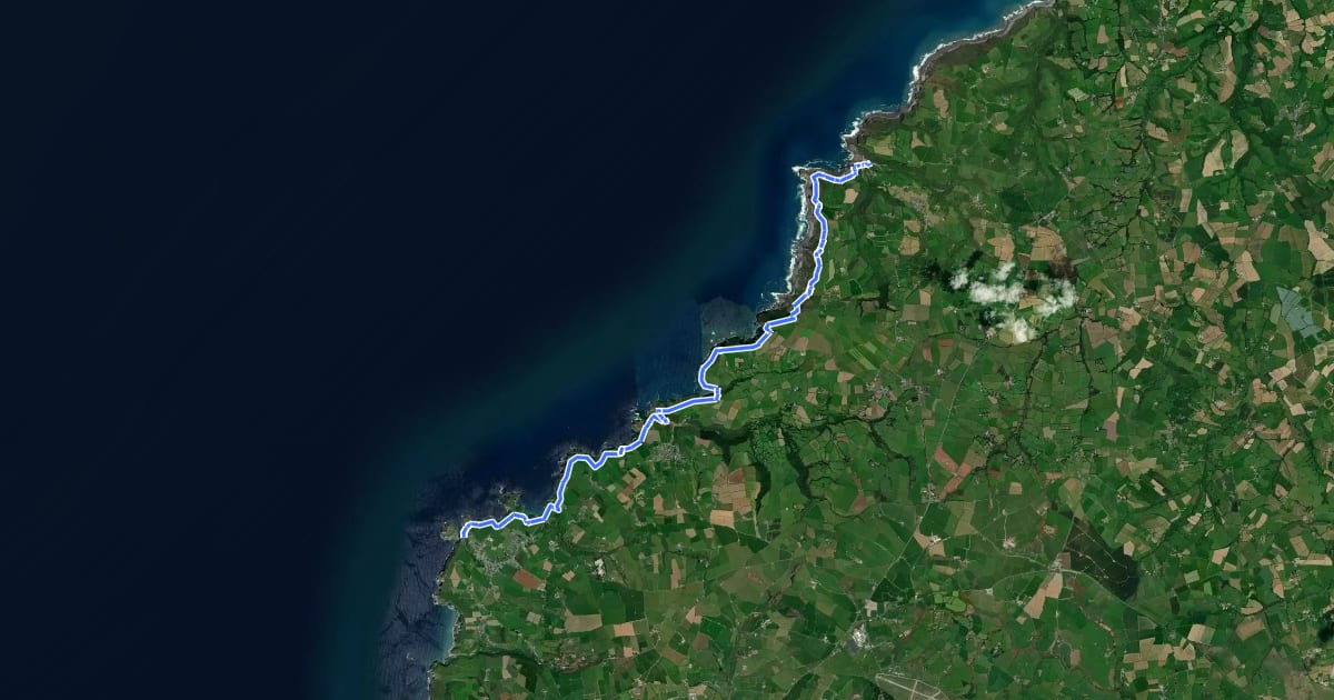 Маршрут South West Coast Path (Section 12: Crackington Haven to Tintagel) на спутниковом снимке