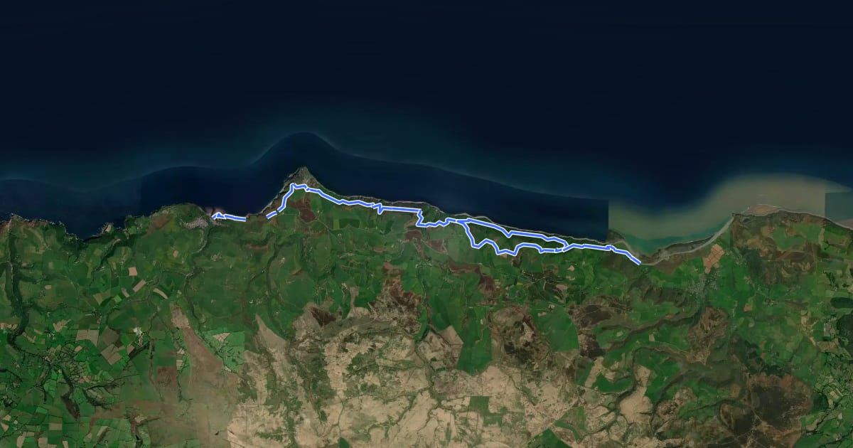 Маршрут South West Coast Path (Section 2: Porlock Weir to Lynmouth / Lynton) на спутниковом снимке