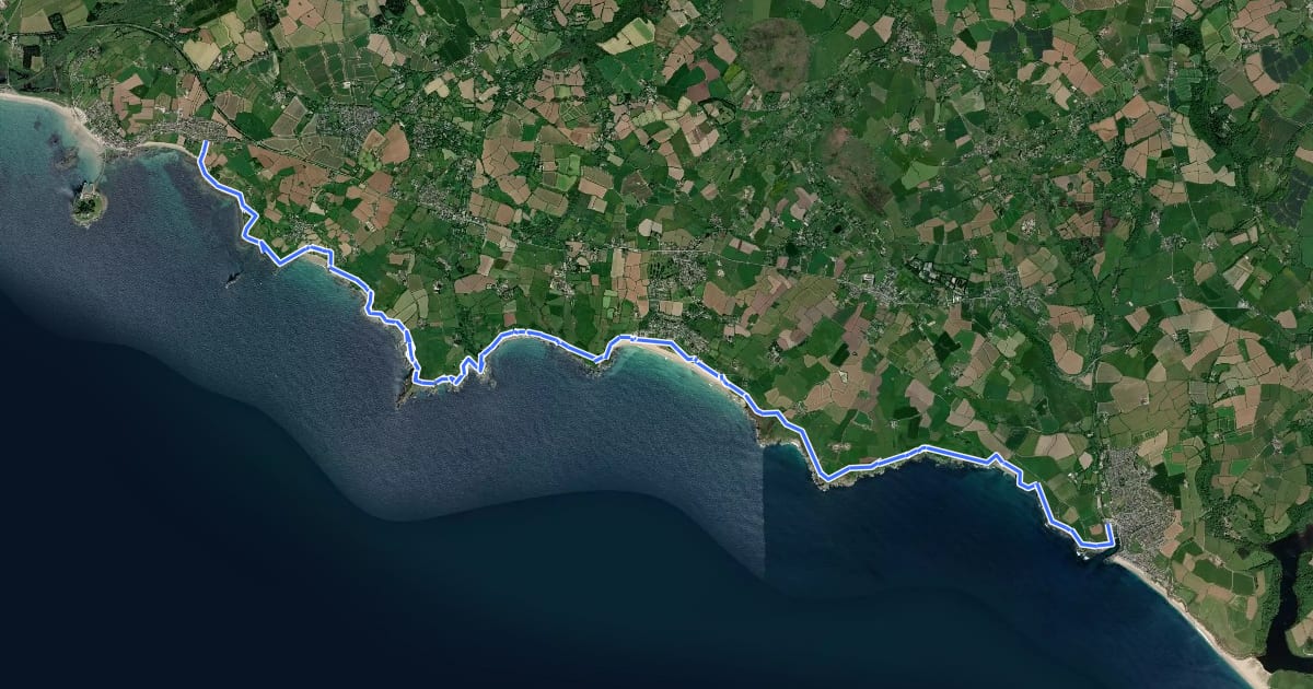 Маршрут South West Coast Path (Section 25: Marazion to Porthleven) на спутниковом снимке
