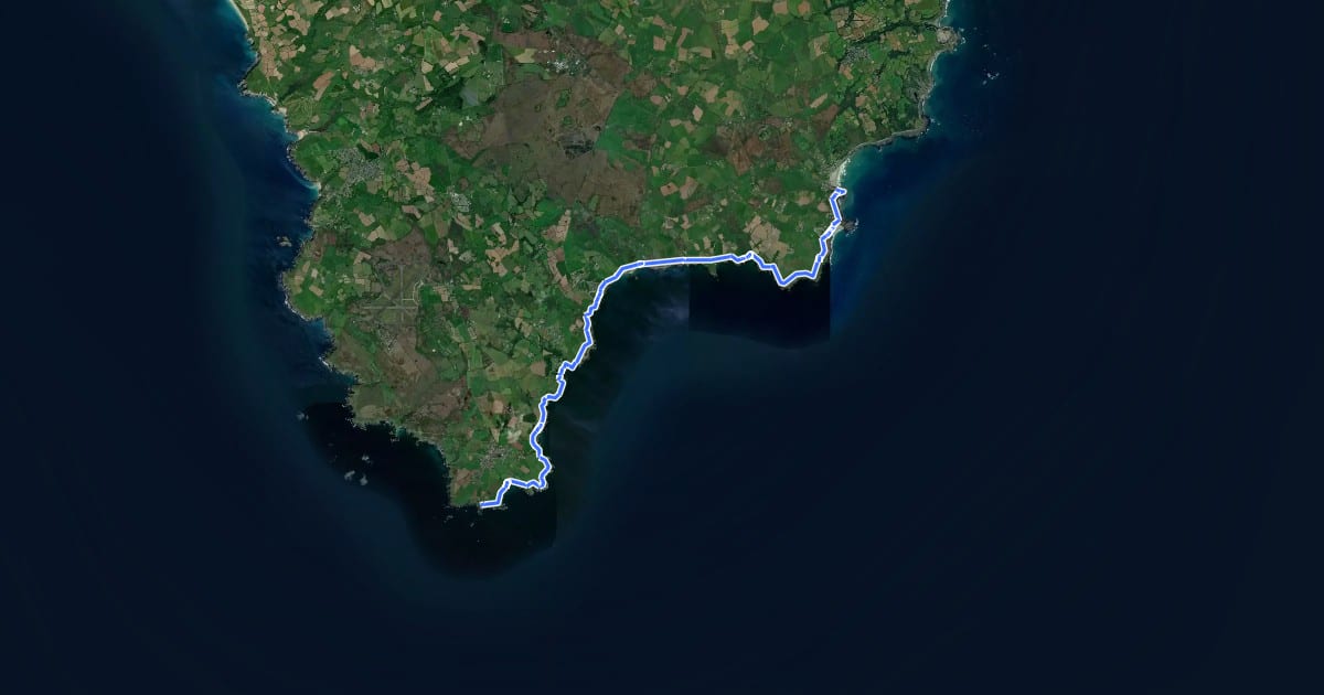 Маршрут South West Coast Path (Section 27: The Lizard to Coverack) на спутниковом снимке