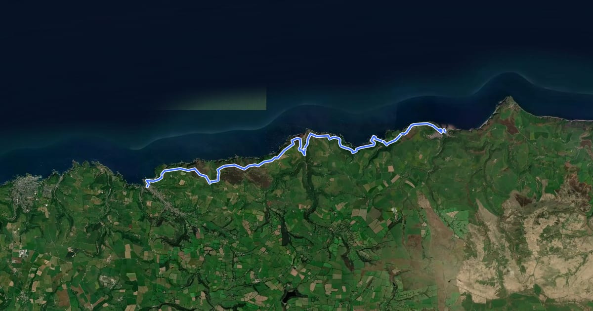 Маршрут South West Coast Path (Section 3: Lynmouth to Combe Martin) на спутниковом снимке