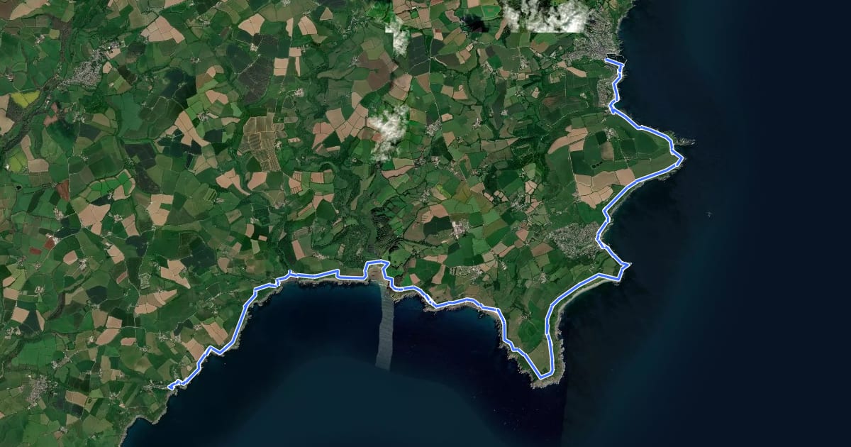 Маршрут South West Coast Path (Section 31: Portloe to Mevagissey) на спутниковом снимке