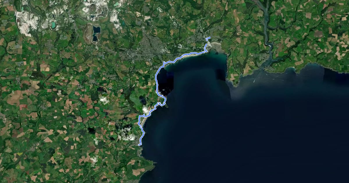 Маршрут South West Coast Path (Section 32: Mevagissey to Par) на спутниковом снимке