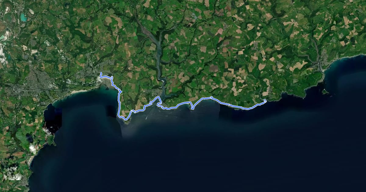 Маршрут South West Coast Path (Section 33: Par to Polperro) на спутниковом снимке