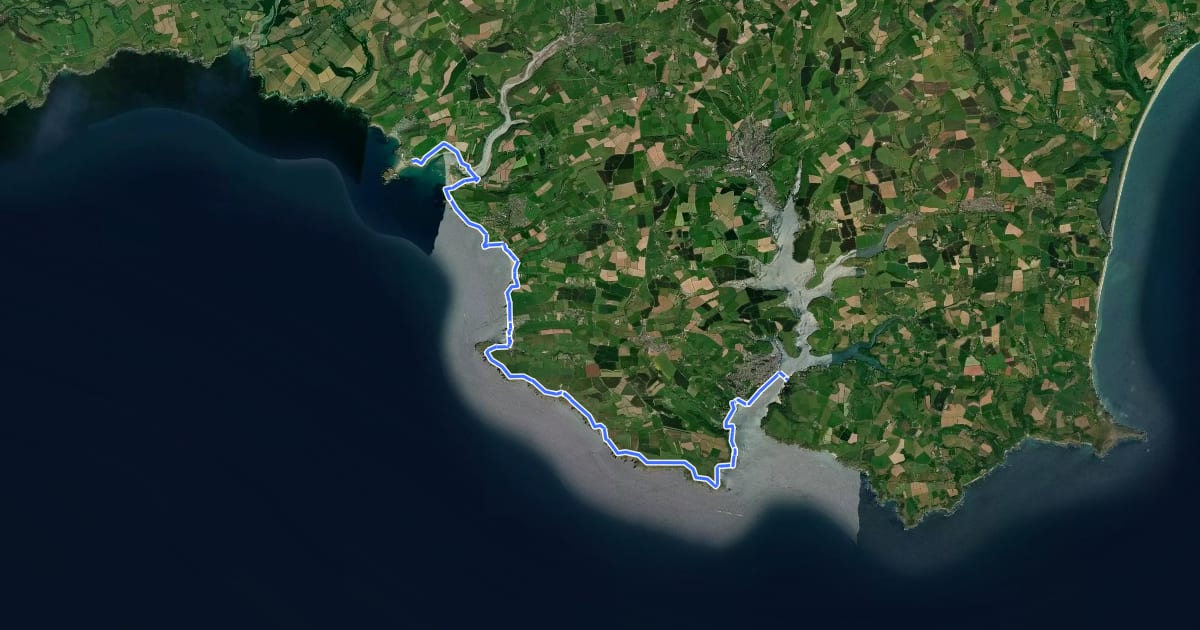 Маршрут South West Coast Path (Section 38: Bigbury on Sea to Salcombe) на спутниковом снимке