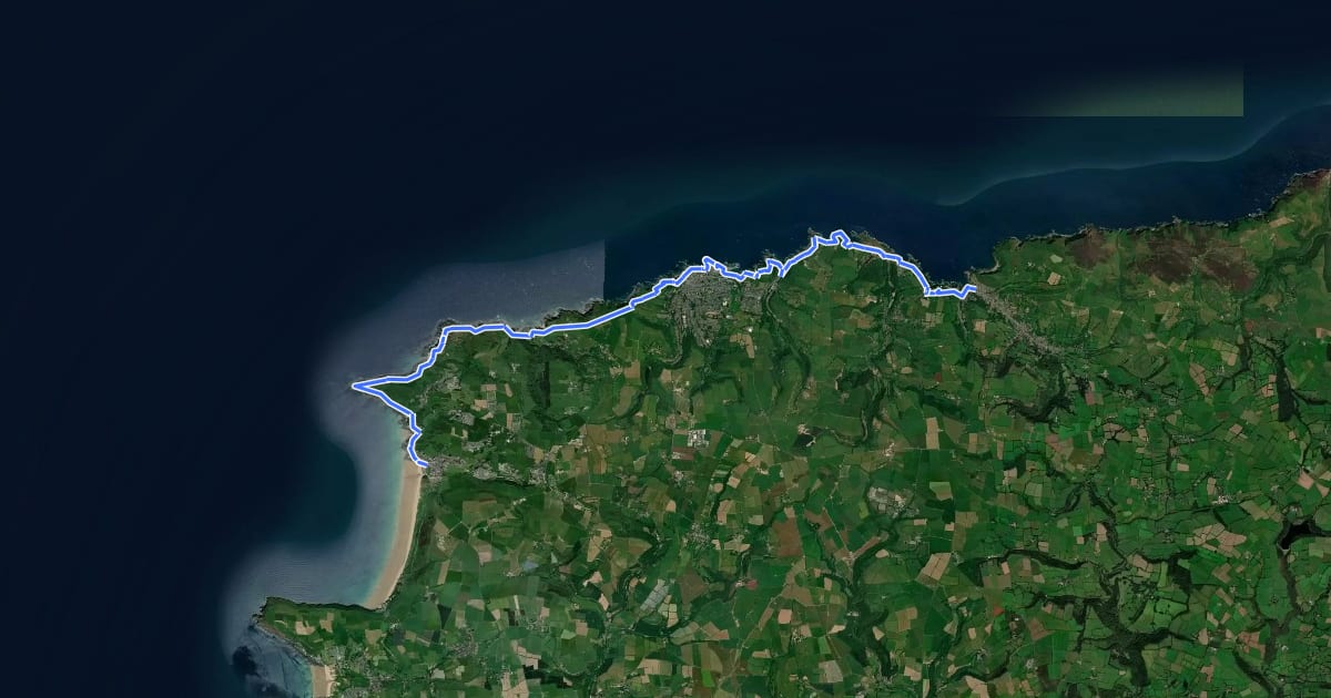 Маршрут South West Coast Path (Section 4: Combe Martin to Woolacombe) на спутниковом снимке