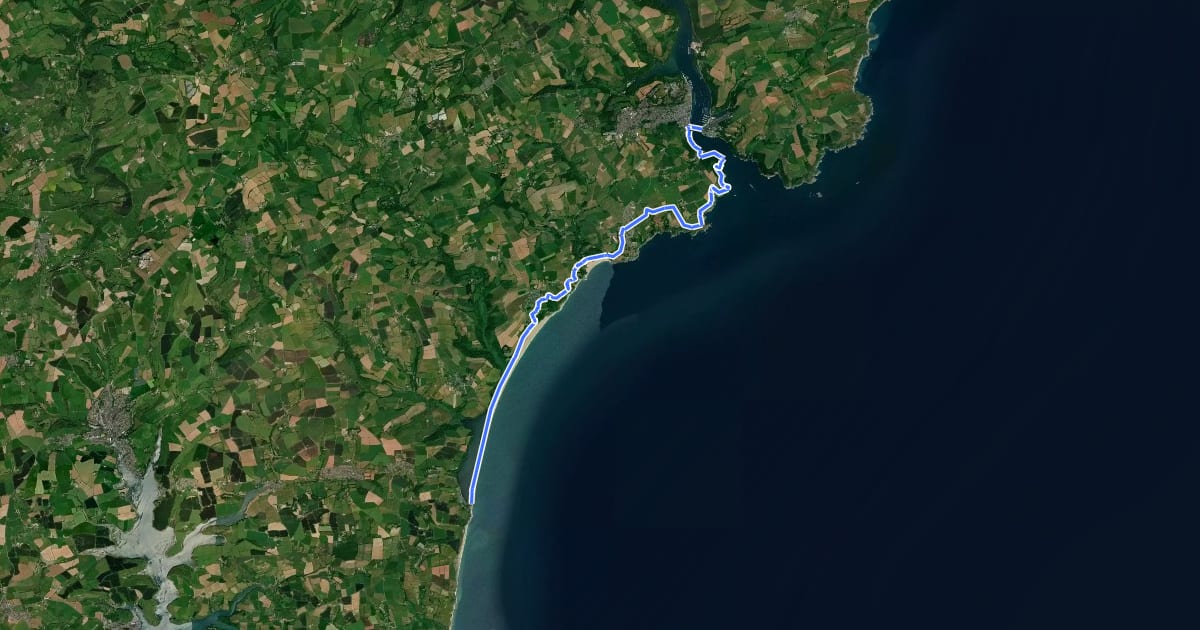 Маршрут South West Coast Path (Section 40: Torcross to Dartmouth) на спутниковом снимке
