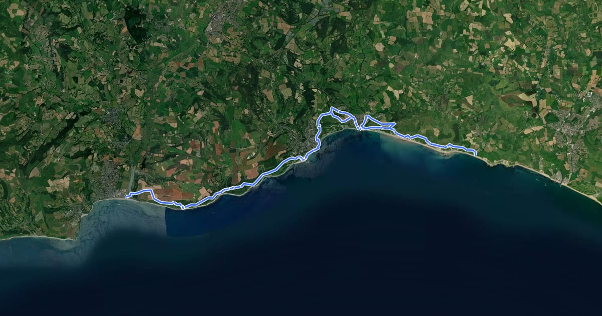 Маршрут South West Coast Path (Section 46: Seaton to Seatown) на спутниковом снимке