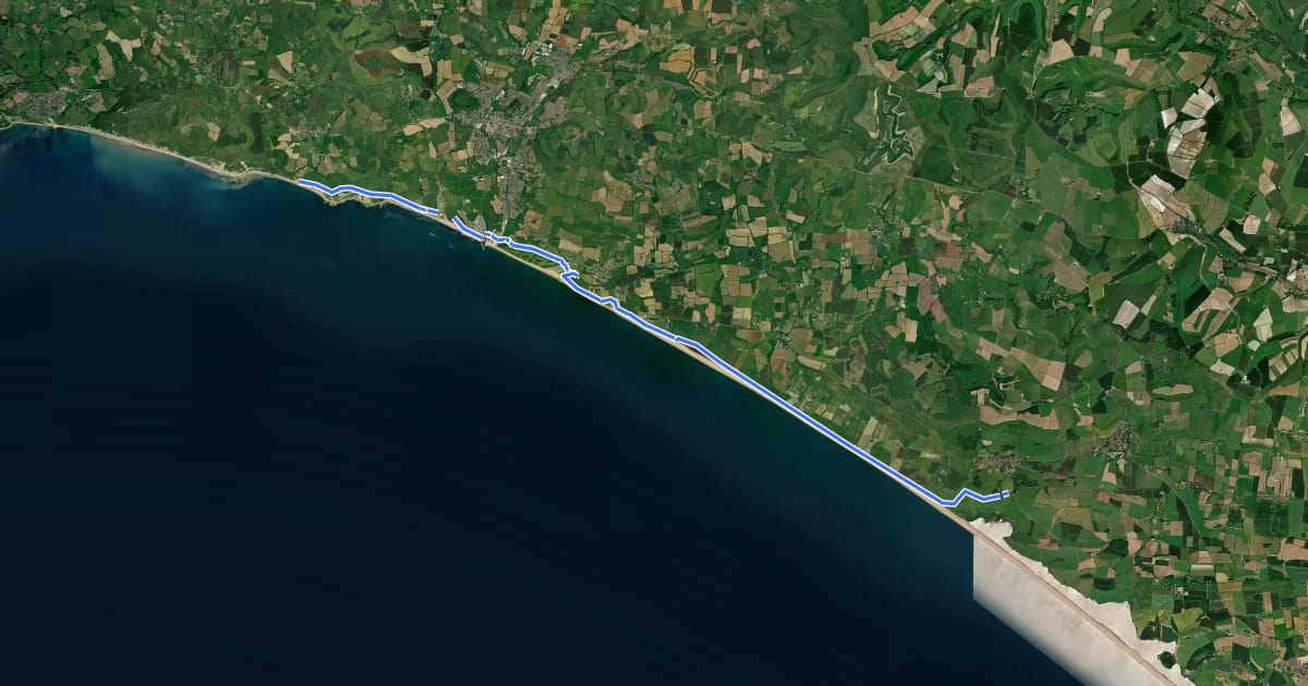 Маршрут South West Coast Path (Section 47: Seatown to Abbotsbury) на спутниковом снимке