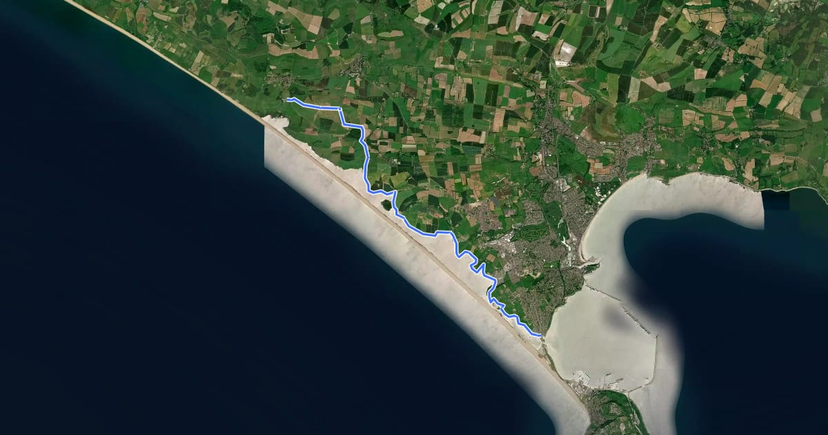 Маршрут South West Coast Path (Section 48: Abbotsbury to Ferrybridge) на спутниковом снимке