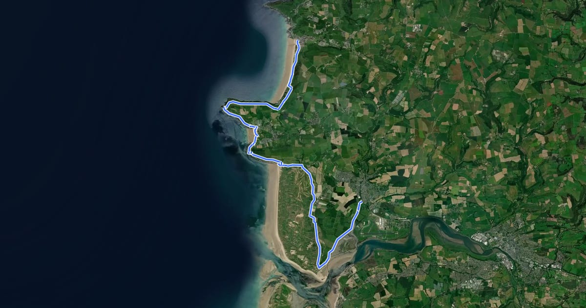 Маршрут South West Coast Path (Section 5: Woolacombe to Braunton) на спутниковом снимке