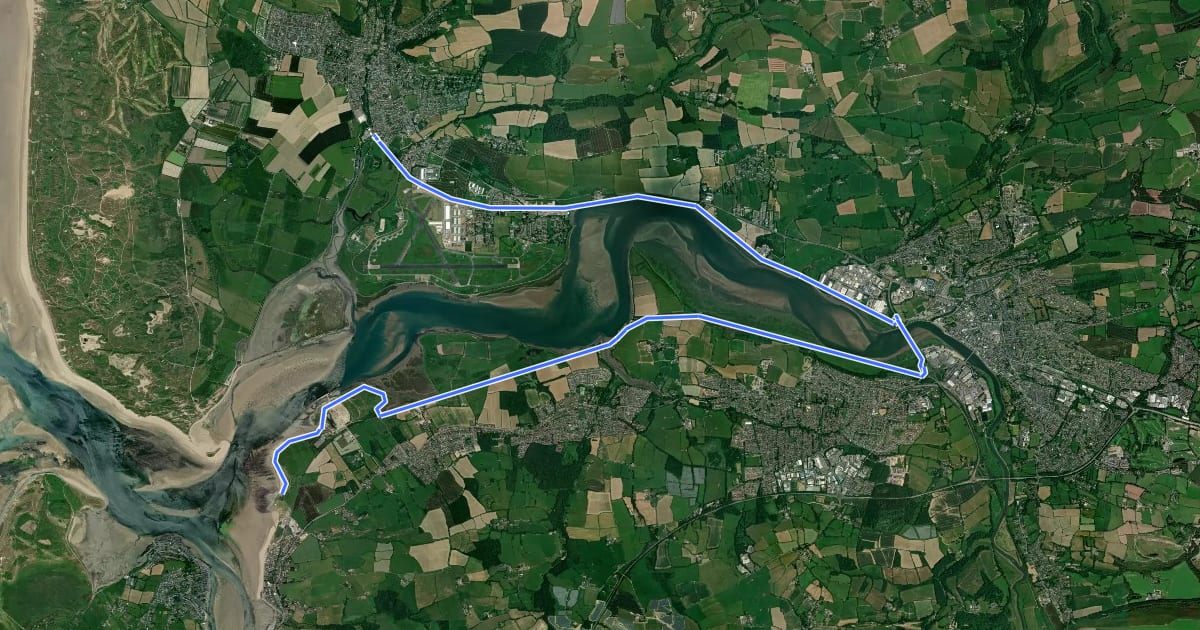 Маршрут South West Coast Path (Section 6: Braunton to Instow) на спутниковом снимке