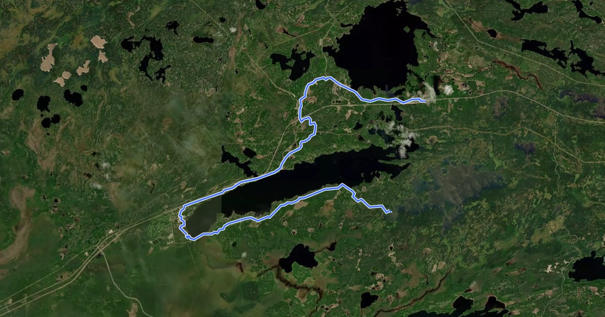 Маршрут South Whiteshell Trail на спутниковом снимке