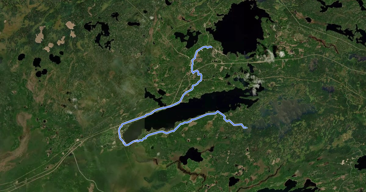 Маршрут South Whiteshell Trail (Falcon Lake) на спутниковом снимке